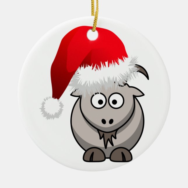 Weihnachtsziege im Online-Landbau Keramikornament (Vorne)