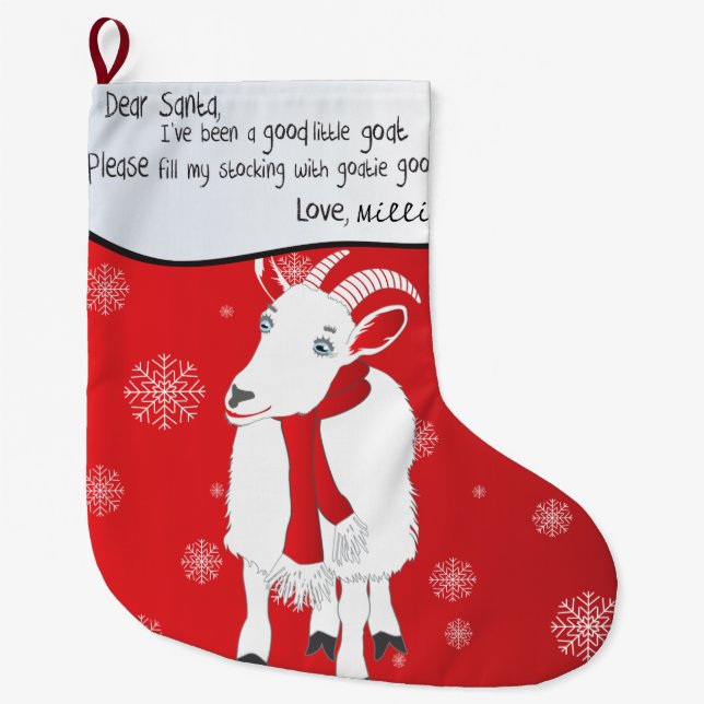 Weihnachtsziege Liebe Weihnachten Ich war gut Großer Weihnachtsstrumpf (Vorderseite)