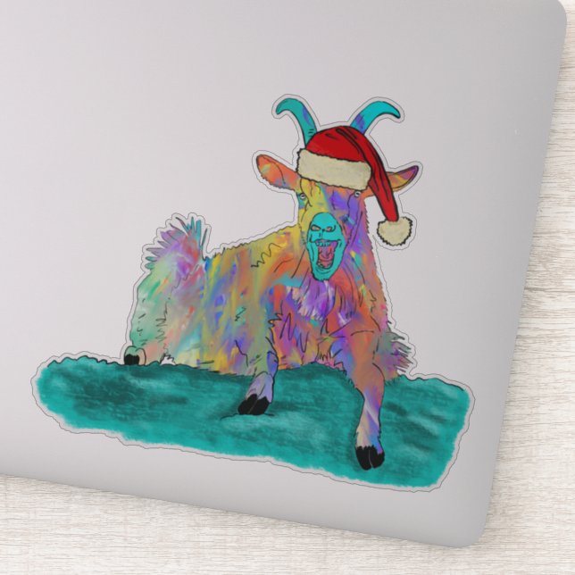 Weihnachtsziege schreiend farbenfroh aufkleber (Detail)