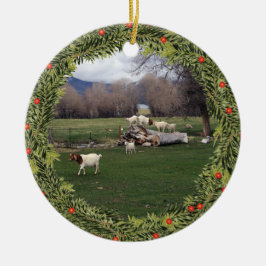 Weihnachtsziegen im Protokoll Keramik Ornament