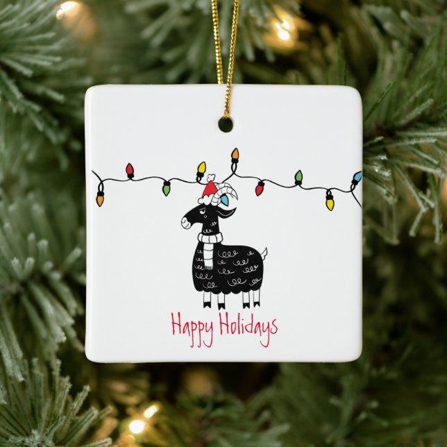 Weihnachtsziegen Keramikornament (Baum)