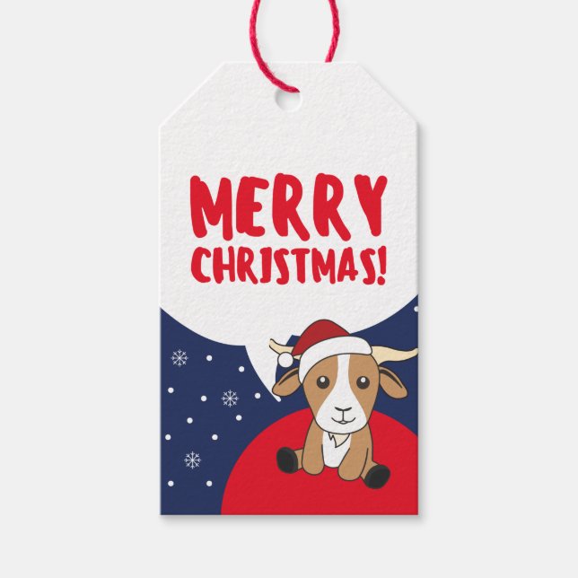 Weihnachtsziegen Ziegen Wintertiere Geschenketiket Geschenkanhänger (Vorderseite)