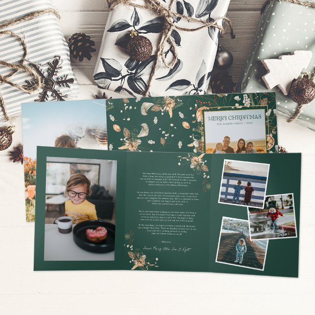 Weihnachtszitrus Botanical Florals | 7 FOTO Dreifach Gefaltete Einladung (Von Creator hochgeladen)