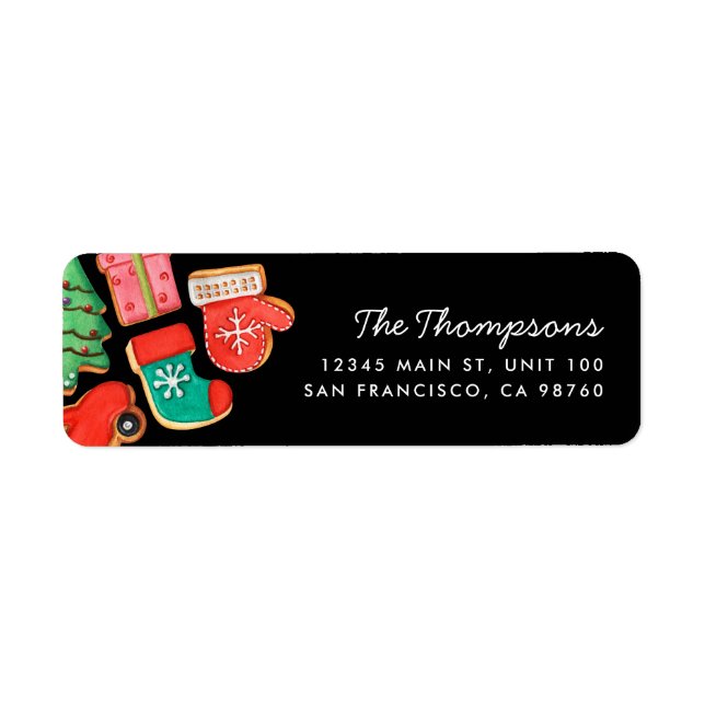 Weihnachtszucker Cookie Black Return Address Label (Vorne)