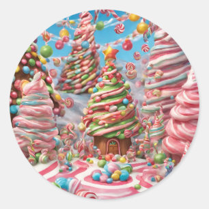 Weihnachtszucker Pflaumenblättern AI-Bild Runder Aufkleber