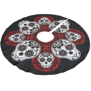 Weihnachtszuckerschädel Tag des toten Themas Polyester Weihnachtsbaumdecke