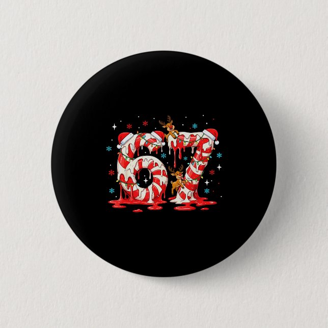 Weihnachtszuckerstange 67 Meme Six Seven Lustige J Button (Vorderseite)