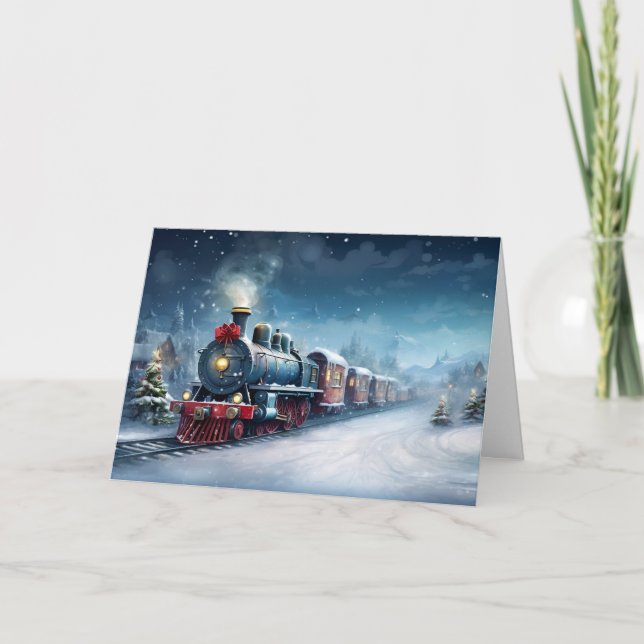 Weihnachtszug Feiertagskarte (Vorderseite)