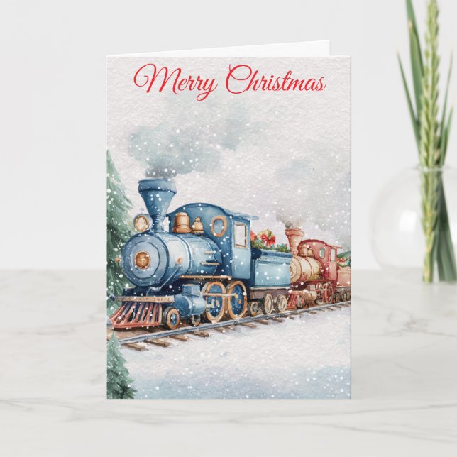 Weihnachtszug Feiertagskarte (Vorderseite)