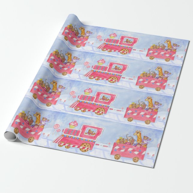 Weihnachtszug-Geschenkpapier  Geschenkpapier (Ungerollt)