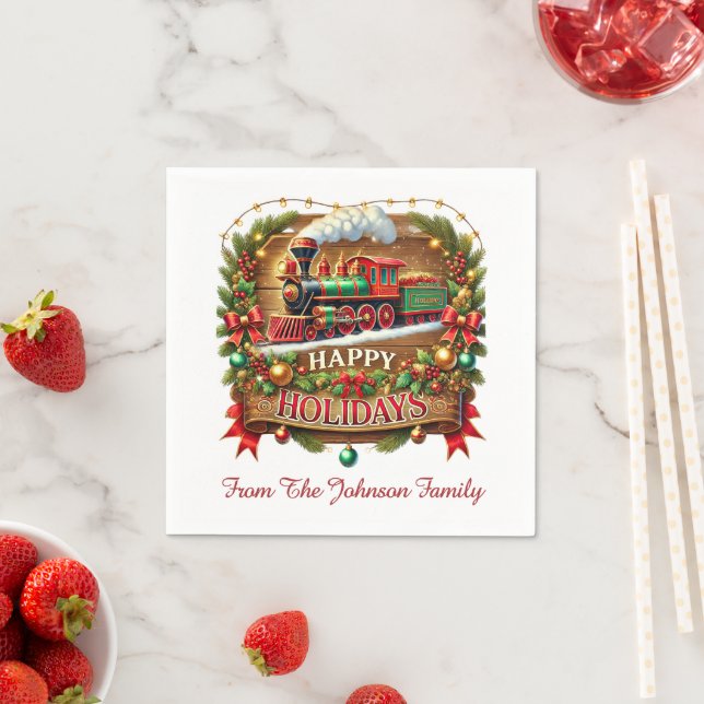 Weihnachtszug Happy Holidays Serviette (Beispiel)