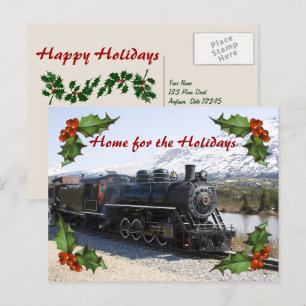Weihnachtszug-Heimreise-Postkarte Feiertagspostkarte