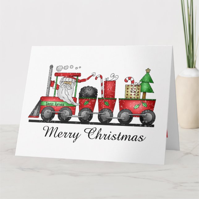 Weihnachtszug Holiday Hinzufügen Dankeskarte (Vorderseite)