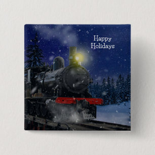 Weihnachtszug im Schnee Button