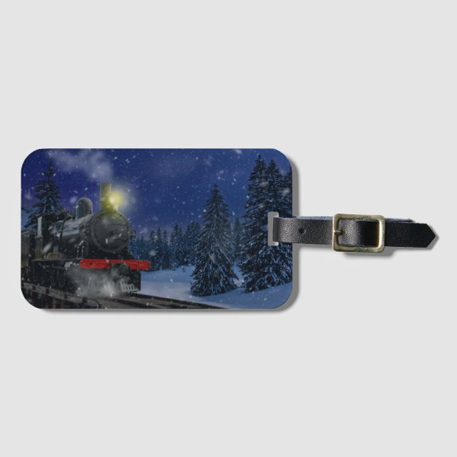 Weihnachtszug im Schnee Gepäckanhänger (Vorderseite (Horizontal))