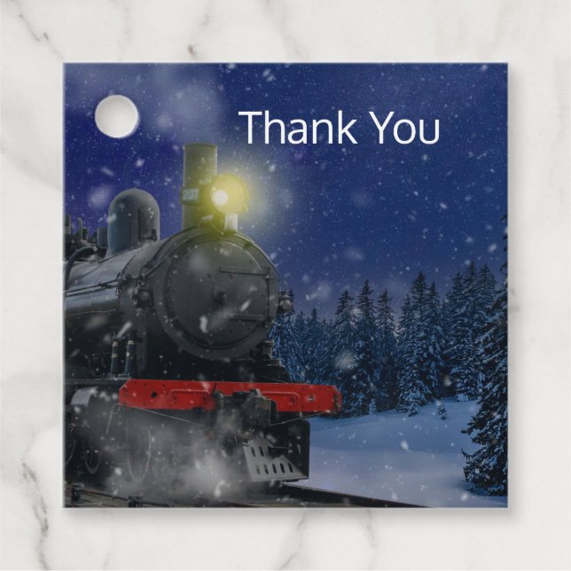 Weihnachtszug im Schnee Geschenkanhänger (Vorderseite)