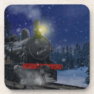 Weihnachtszug im Schnee Getränkeuntersetzer