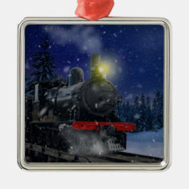 Weihnachtszug im Schnee Ornament Aus Metall