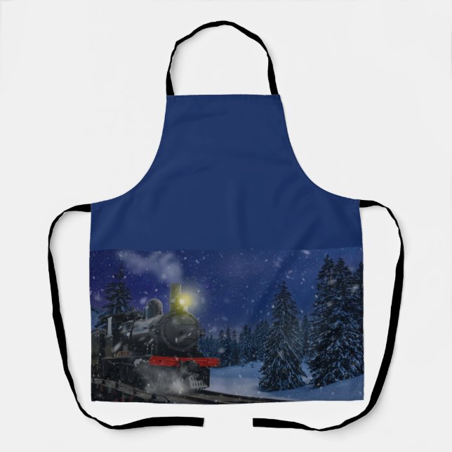 Weihnachtszug im Schnee Schürze (Vorderseite)