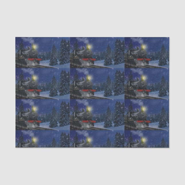 Weihnachtszug im Schnee Seidenpapier (Vorderseite)