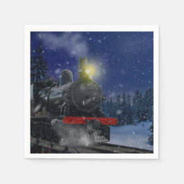 Weihnachtszug im Schnee Serviette