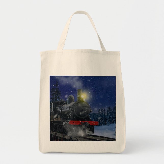 Weihnachtszug im Schnee Tragetasche (Vorne)