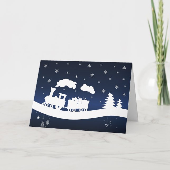 Weihnachtszug mit Geschenkgutschein Feiertagskarte (Vorderseite)