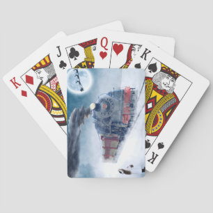 Weihnachtszug mit Mädchen und Santa Spielkarten
