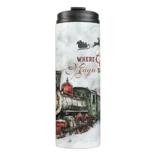 Weihnachtszug mit Santas Schlitten Thermosbecher