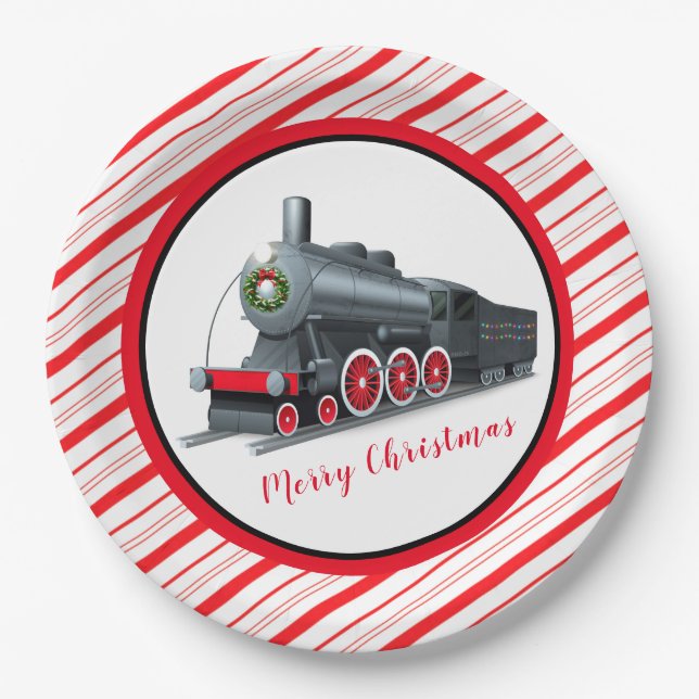 Weihnachtszug Papier Teller (Vorderseite)