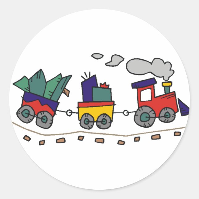 Weihnachtszug Runder Aufkleber (Vorderseite)