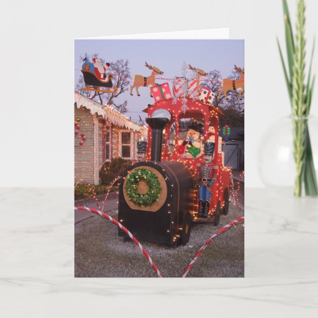 Weihnachtszug von unserem Haus zu eurem Karte (Vorderseite)