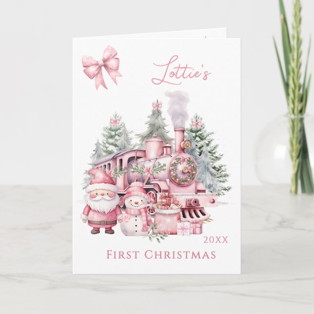 Weihnachtszug Weihnachtsmann Faltkarte Karte (Vorderseite)
