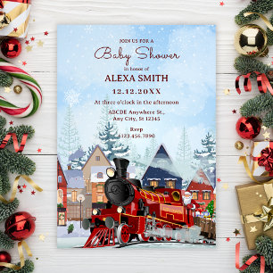 Weihnachtszug Winter-Baby-Party Einladung