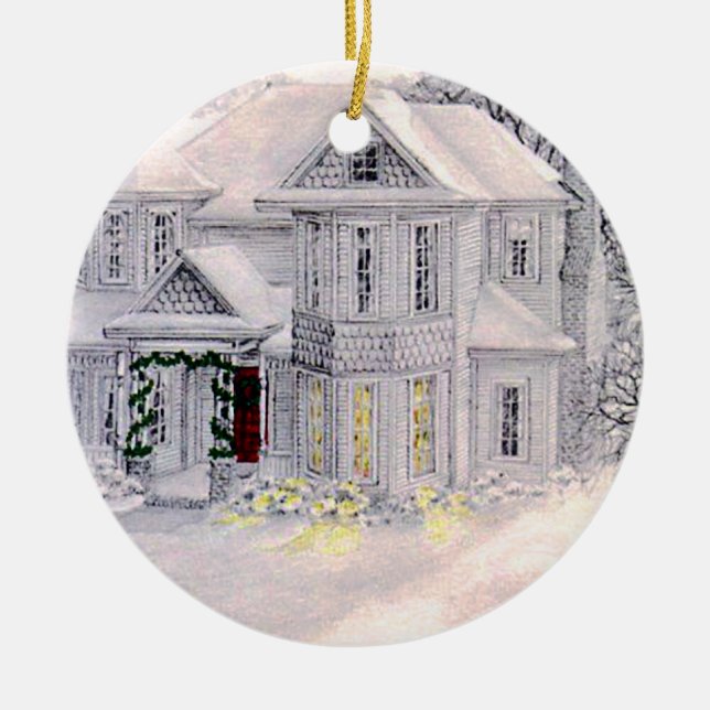 WeihnachtsZuhause ist-, wo das Herz Verzierung ist Keramikornament (Vorne)