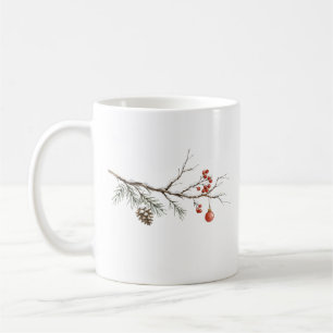 Weihnachtszweig mit Schmuck für Weihnachten Kaffeetasse