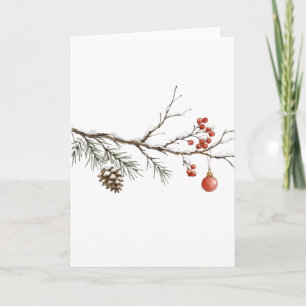 Weihnachtszweig mit Schmuck für Weihnachten Karte