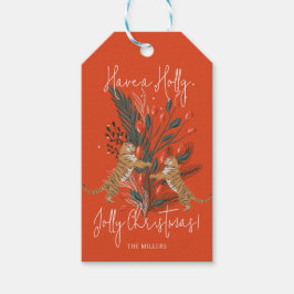 Weihnachtszweig & Tigers Holly Jolly Weihnachten Geschenkanhänger