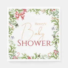 Weihnachtszweige Babyduschgeschlecht neutral Serviette