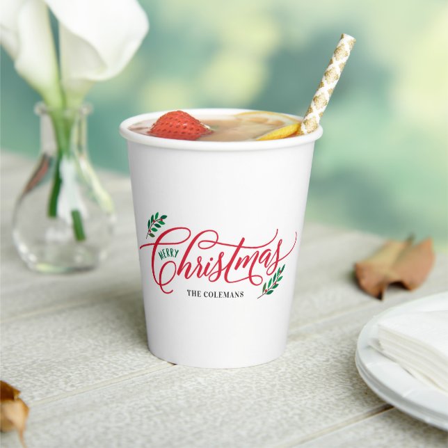 Weihnachtszweige Frohe Weihnachts-Party Papier Cup Pappbecher (In Situ)