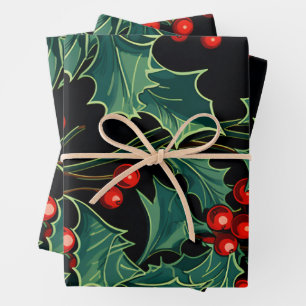 Weihnachtszweige und Berries Geschenkpapier Set