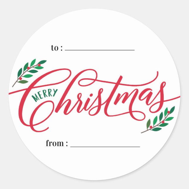 Weihnachtszweige Weihnachtsgeschenksticker Runder Aufkleber (Vorderseite)