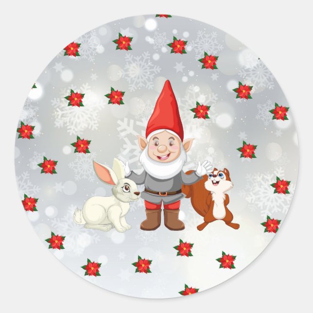 Weihnachtszwerg Runder Aufkleber (Vorderseite)