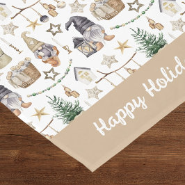 Weihnachtszwerge in Beige Kurzer Tischläufer