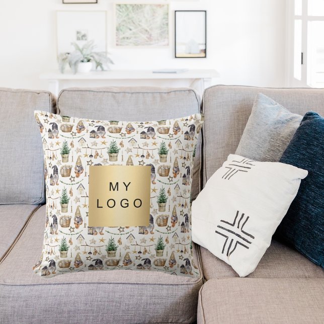 Weihnachtszwerge Nordic Farmhouse Business Logo Kissen (Von Creator hochgeladen)