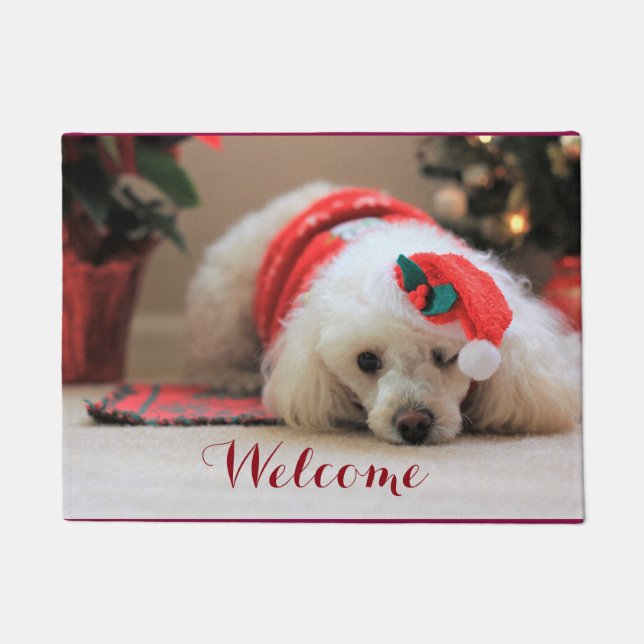 WeihnachtsZwergpudelhundefußmatte Fußmatte (Vorderseite)