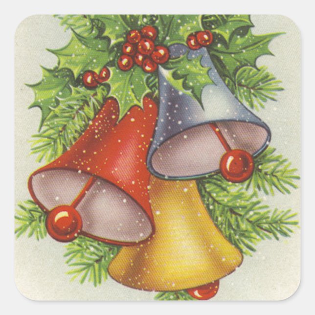 Weihnachtwünscht Jingle Bells Quadratischer Aufkleber (Vorderseite)