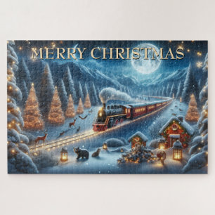 Weihnachtzug mit Laternen und Waldtieren