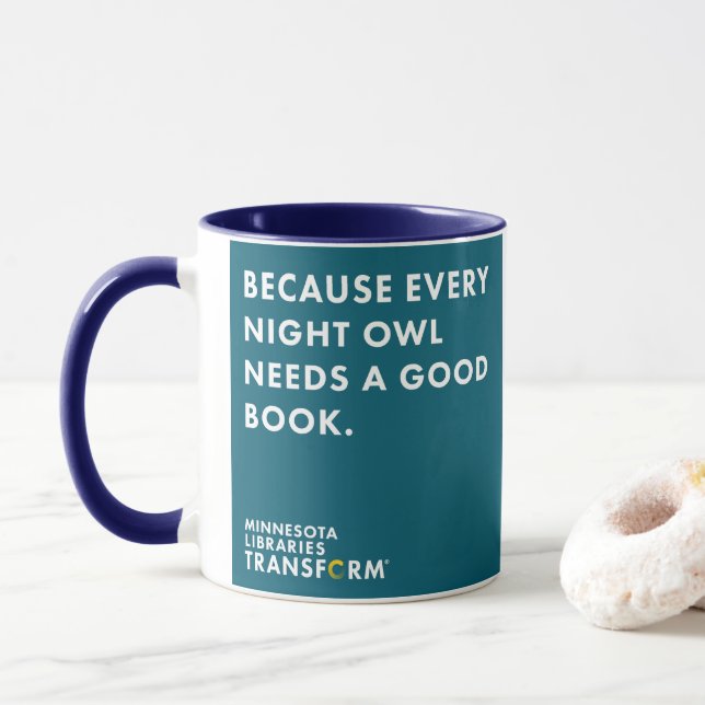 Weil aquamarine Nachteulen-Tasse Tasse (Mit Donut)