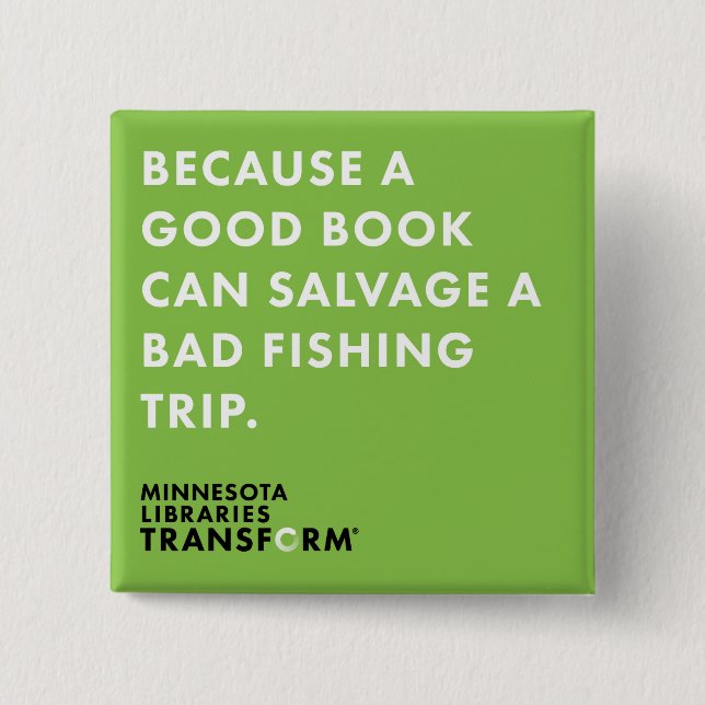 Weil, grünen Knopf fischend Button (Vorderseite)